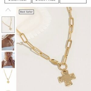 Gold Cross Charm Necklace